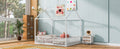 Twin modern wood house bed frame with a minimalist design, featuring a cozy, house-shaped headboard and sturdy wooden construction.