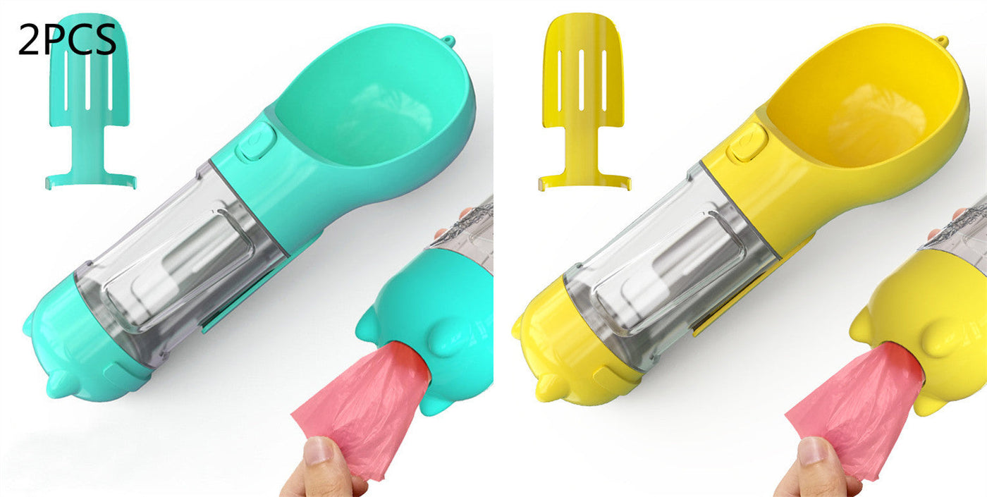 Pet Water Bottle Feeder Bowl Garbage Bag Storage Portable Pet Outdoor Travel 3 In 1 Dog Water Bottle null