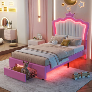 Regal Princess LED Pink Velvet Bed Frame