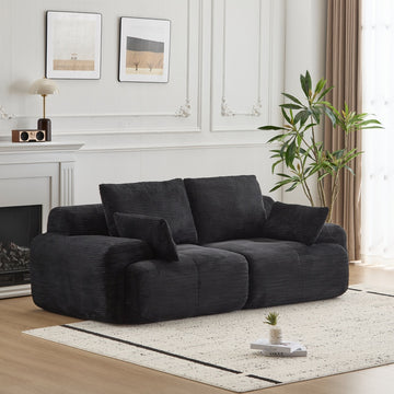 Modern Black Corduroy Loveseat