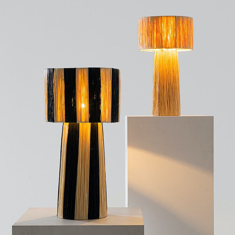 Bedroom Retro Bedside Hand-woven Rattan Table Lamp - Morderncharm store