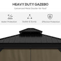 10' x 10' Hardtop Gazebo, Pavilion Gazebo with Curtains, Nettings, Aluminum Frame, Hooks, for Garden, Patio, Dark Brown - Morderncharm store